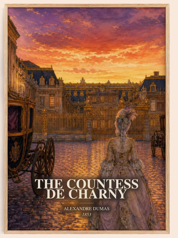 The Countess De Charny watercolour book poster by Alexandre Dumas – framed literary art print