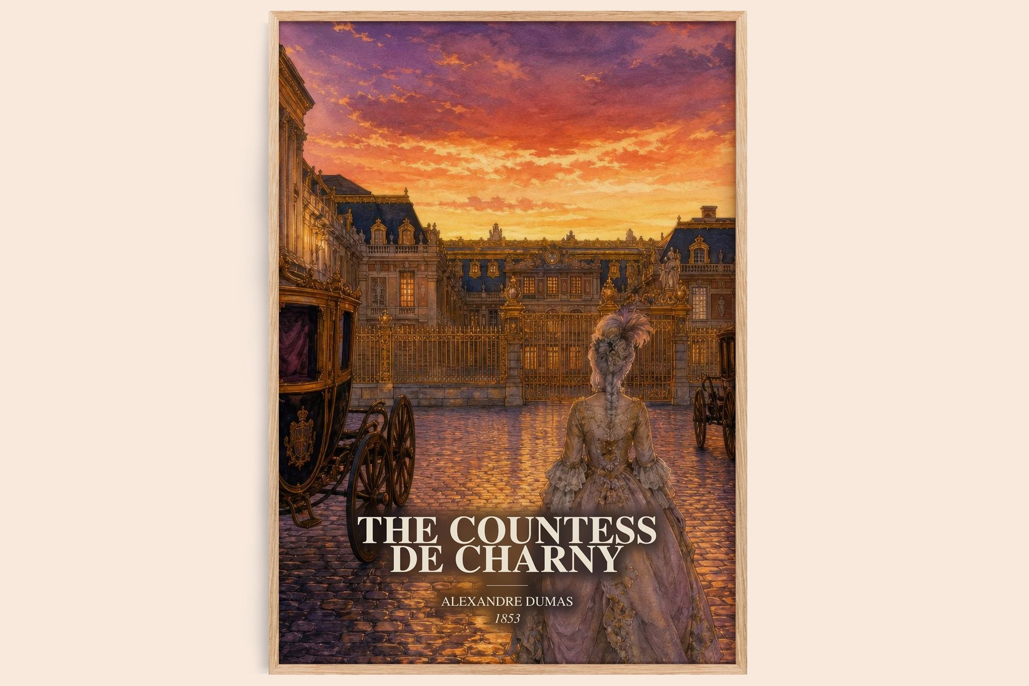 The Countess De Charny watercolour book poster by Alexandre Dumas – framed literary art print
