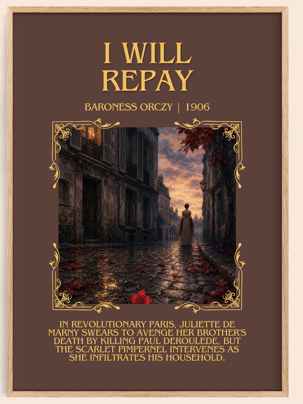 I Will Repay Minimalist Book Poster by Baroness Orczy – book poster