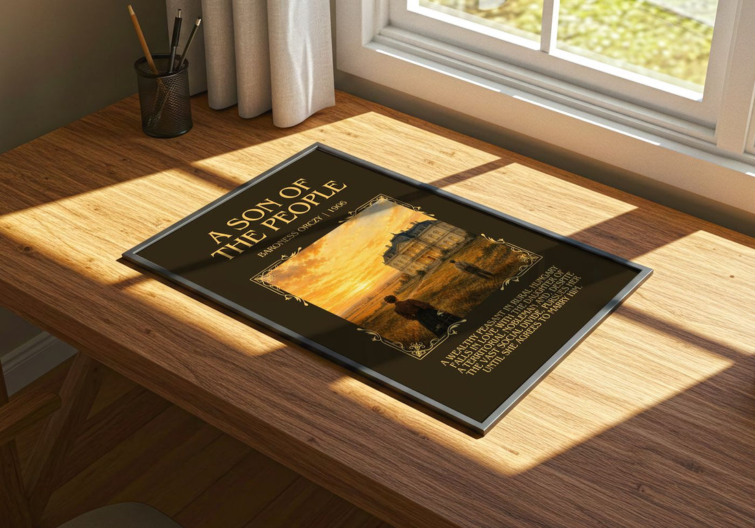 A Son Of The People Minimalist Book Poster by Baroness Orczy – print on a sunlit desk