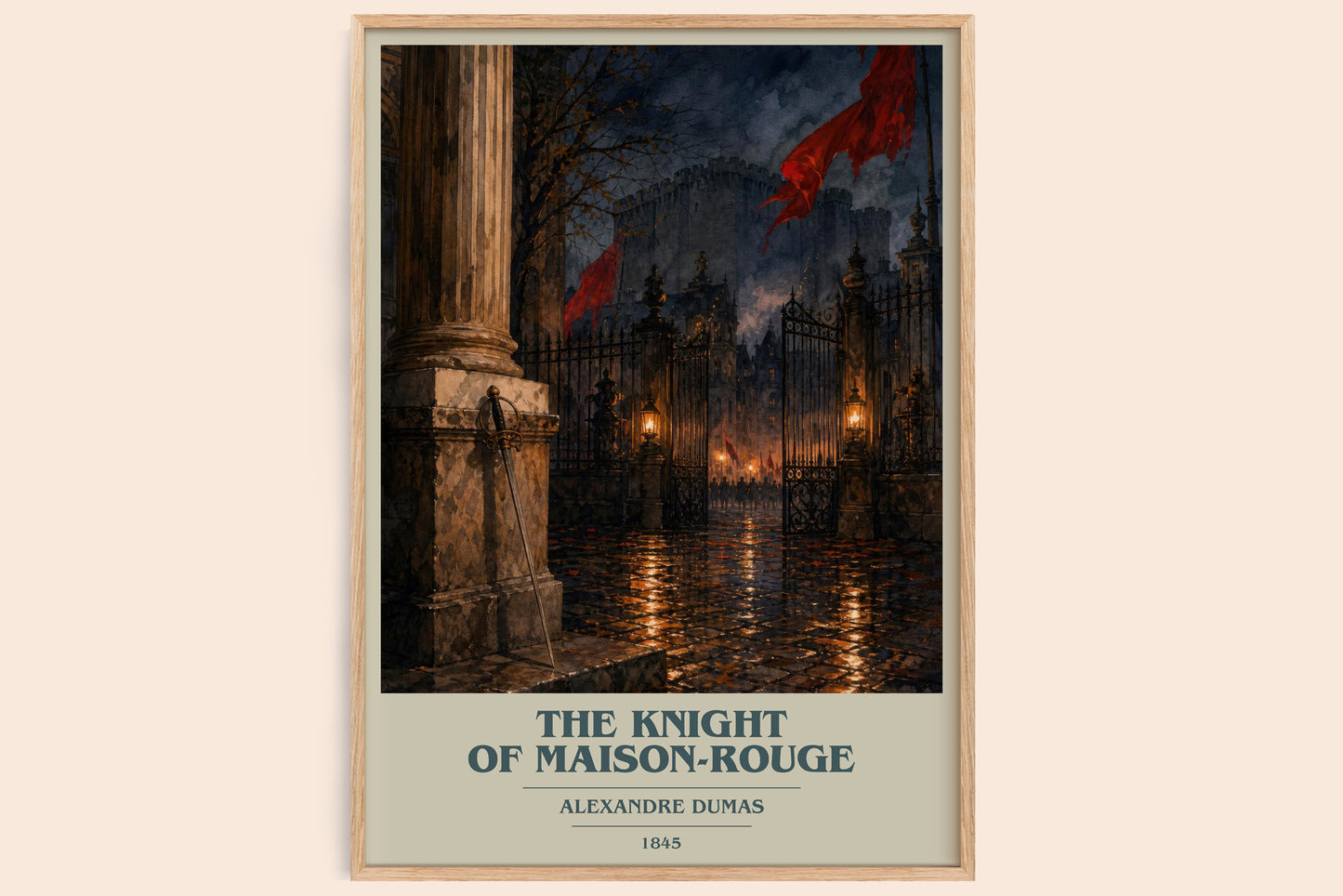 The Knight Of Maison-Rouge Book Cover Poster by Alexandre Dumas