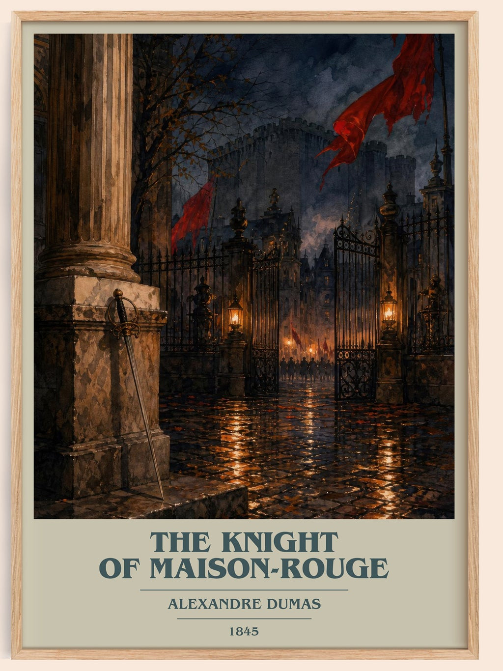 The Knight Of Maison-Rouge Book Cover Poster by Alexandre Dumas