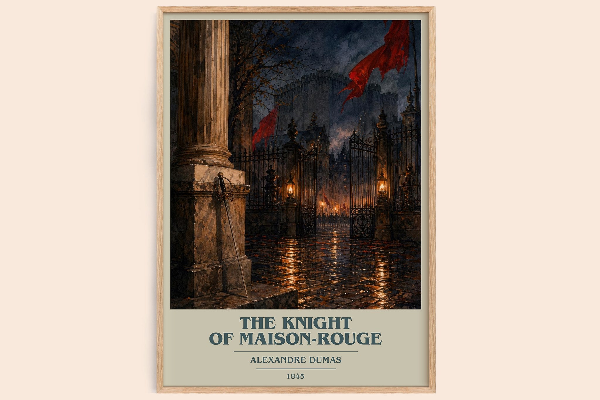 The Knight Of Maison-Rouge Book Cover Poster by Alexandre Dumas