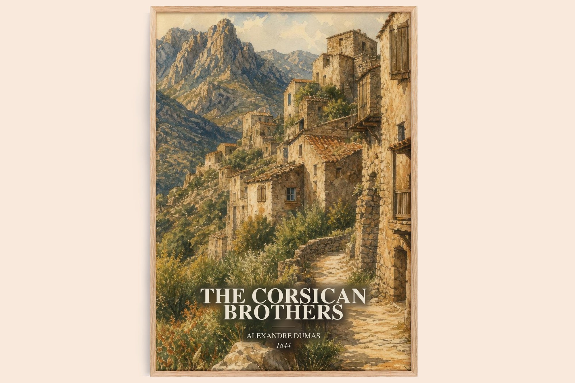 The Corsican Brothers watercolour book poster by Alexandre Dumas – framed literary art print