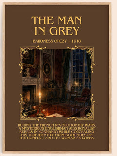 The Man In Grey Minimalist Book Poster by Baroness Orczy – image 1