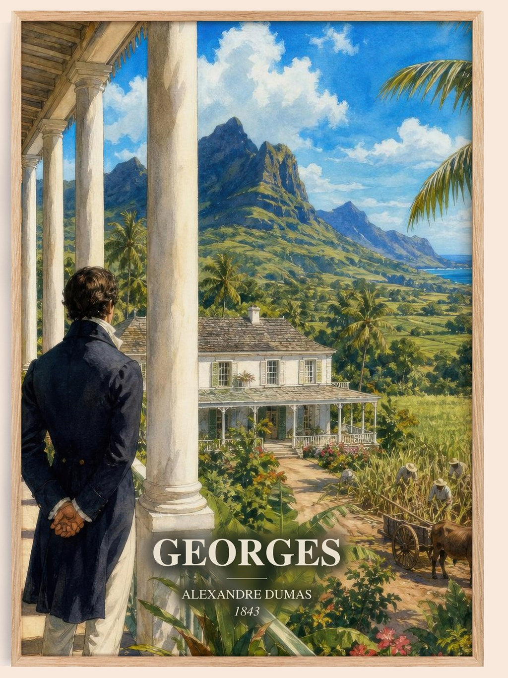 Georges watercolour book poster by Alexandre Dumas – framed literary art print
