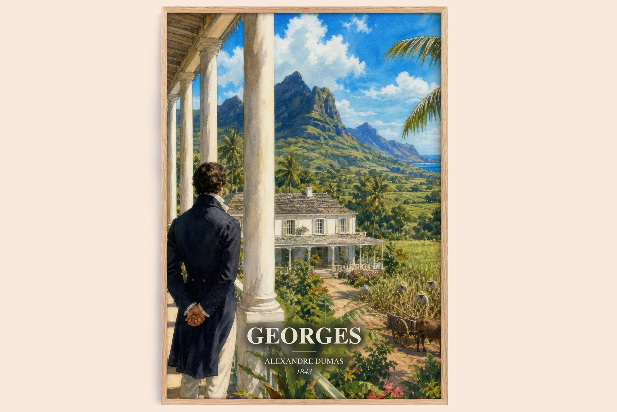 Georges watercolour book poster by Alexandre Dumas – framed literary art print