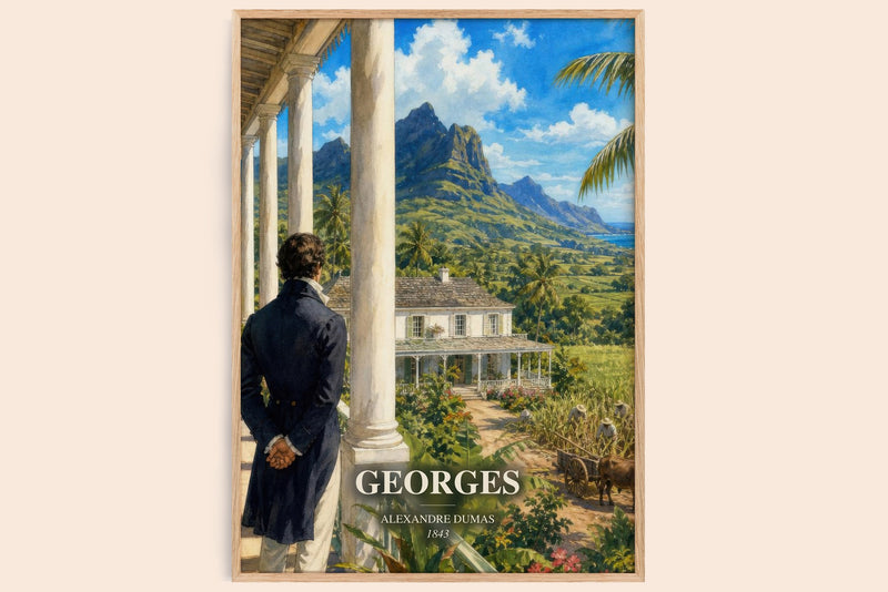 Georges watercolour book poster by Alexandre Dumas – framed literary art print