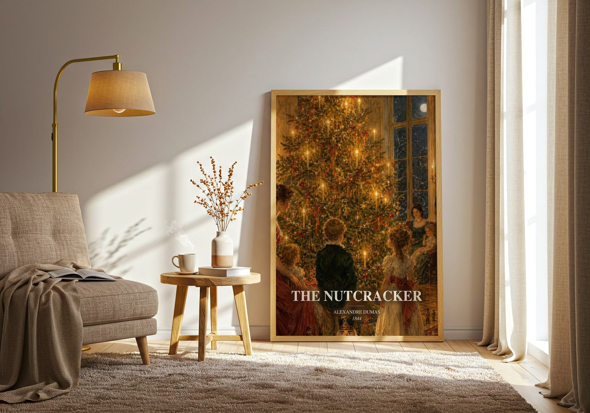 The Nutcracker watercolour print in frame leaning in hallway – childrens wall art