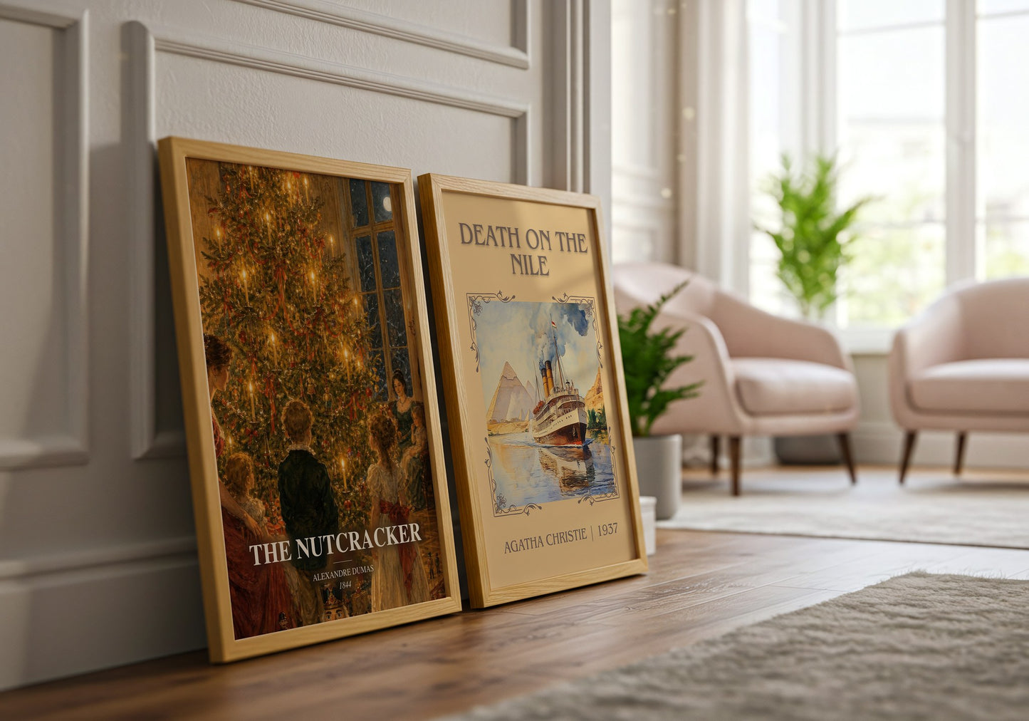 The Nutcracker watercolour print framed by window – literary home decor