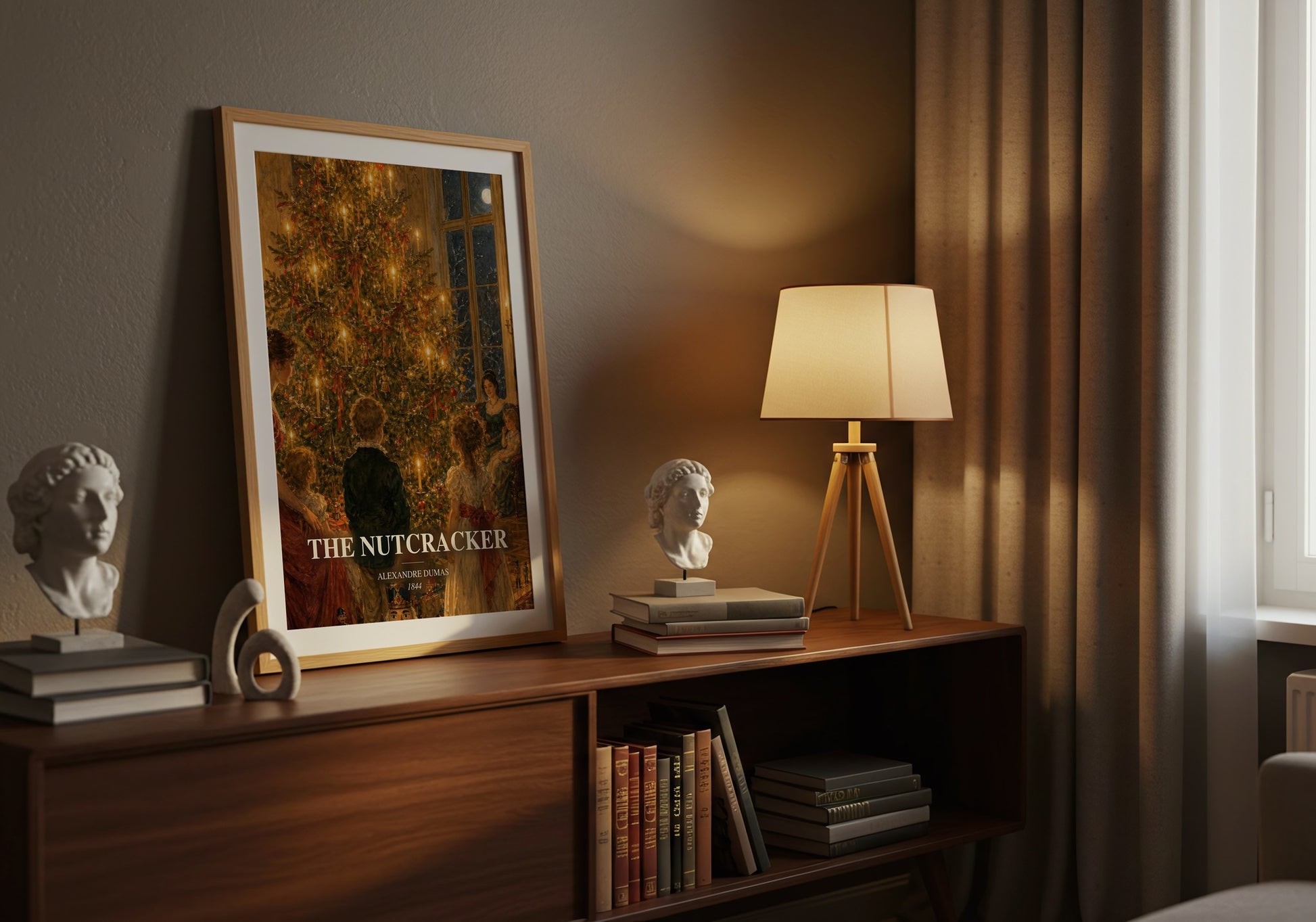 The Nutcracker watercolour print on bookshelf – Alexandre Dumas fan gift