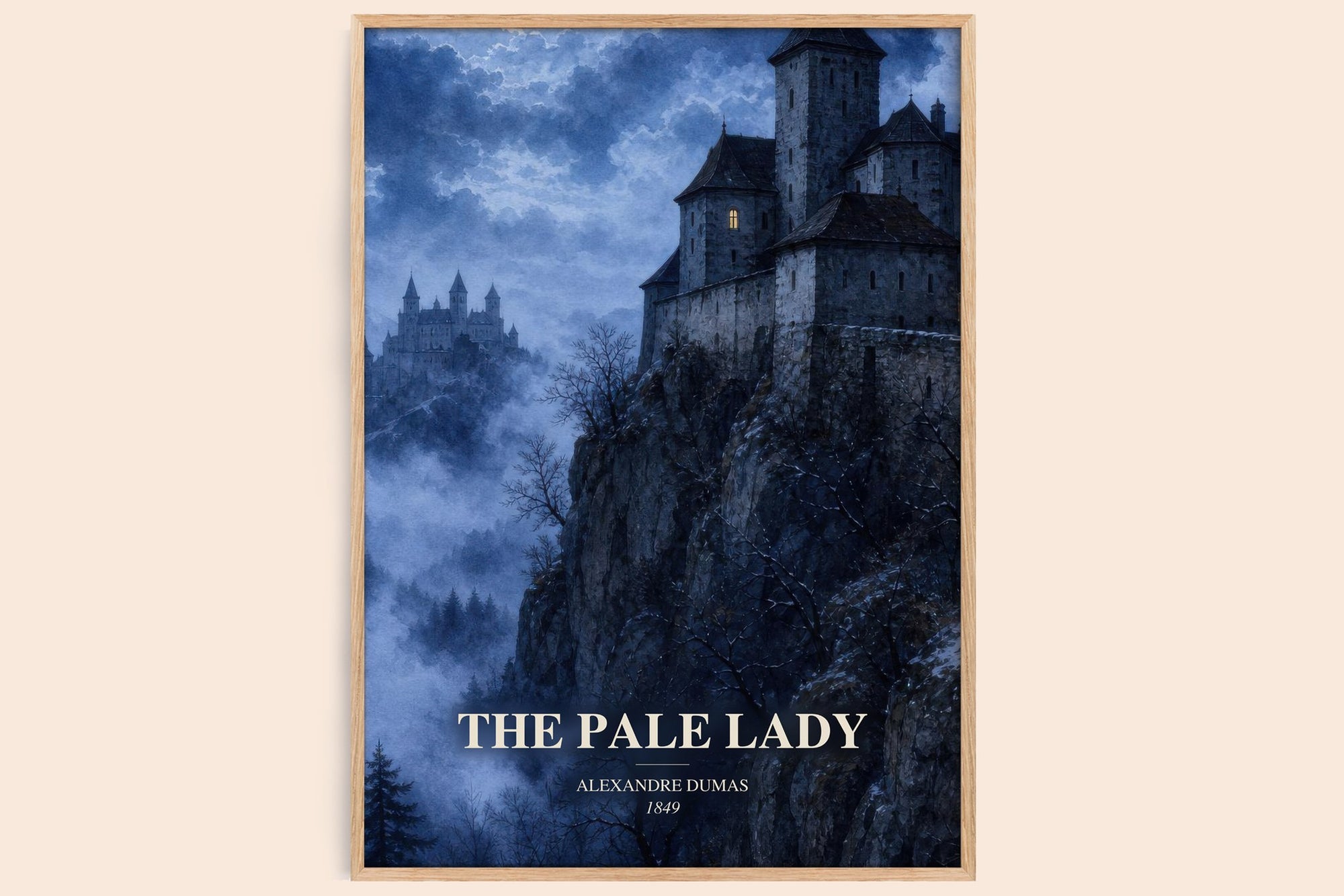 The Pale Lady watercolour book poster by Alexandre Dumas – framed literary art print