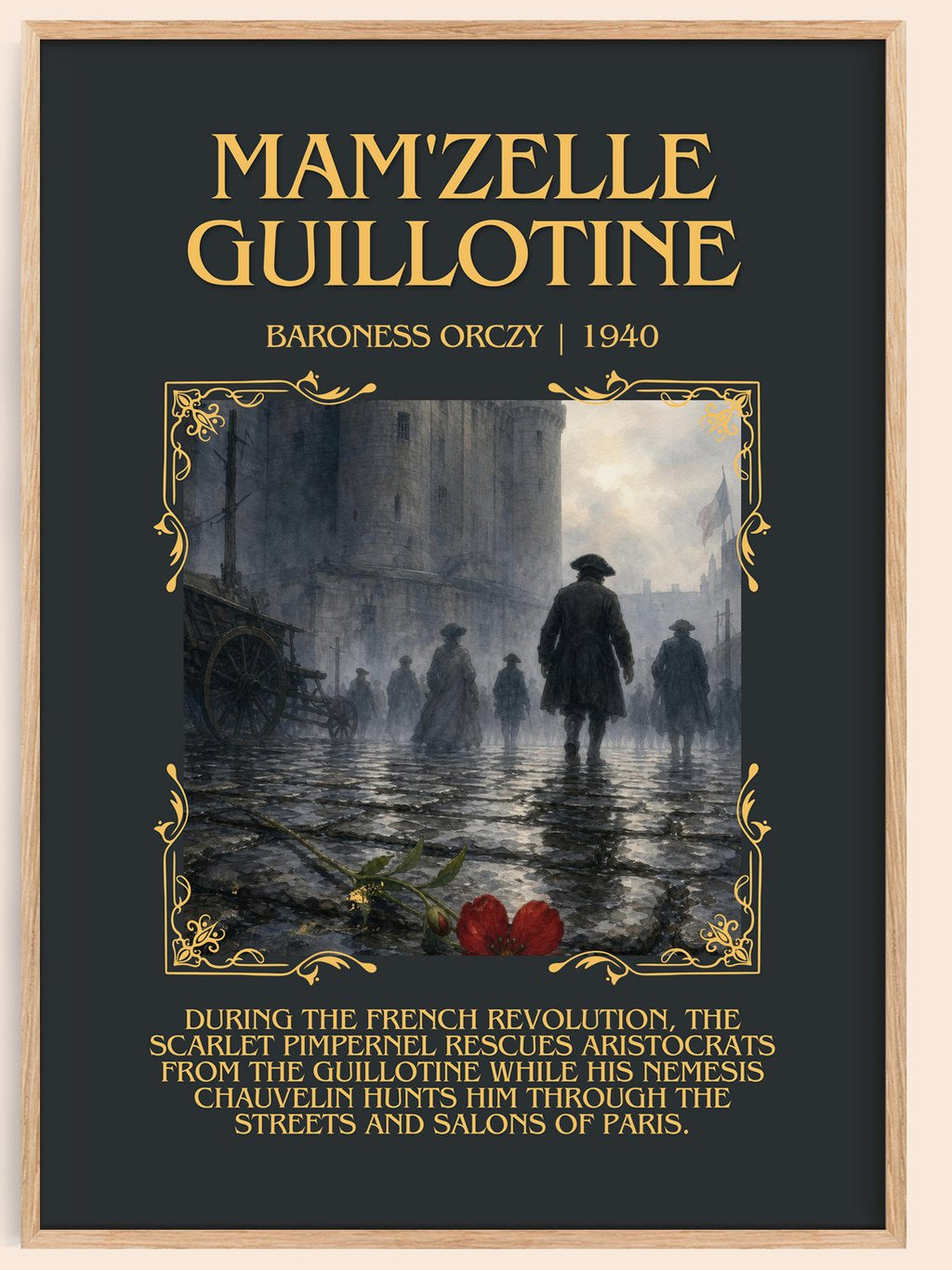 Mam'Zelle Guillotine Minimalist Book Poster by Baroness Orczy – book poster