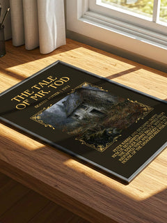 The Tale Of Mr. Tod Minimalist Book Poster by Beatrix Potter – print on a sunlit desk