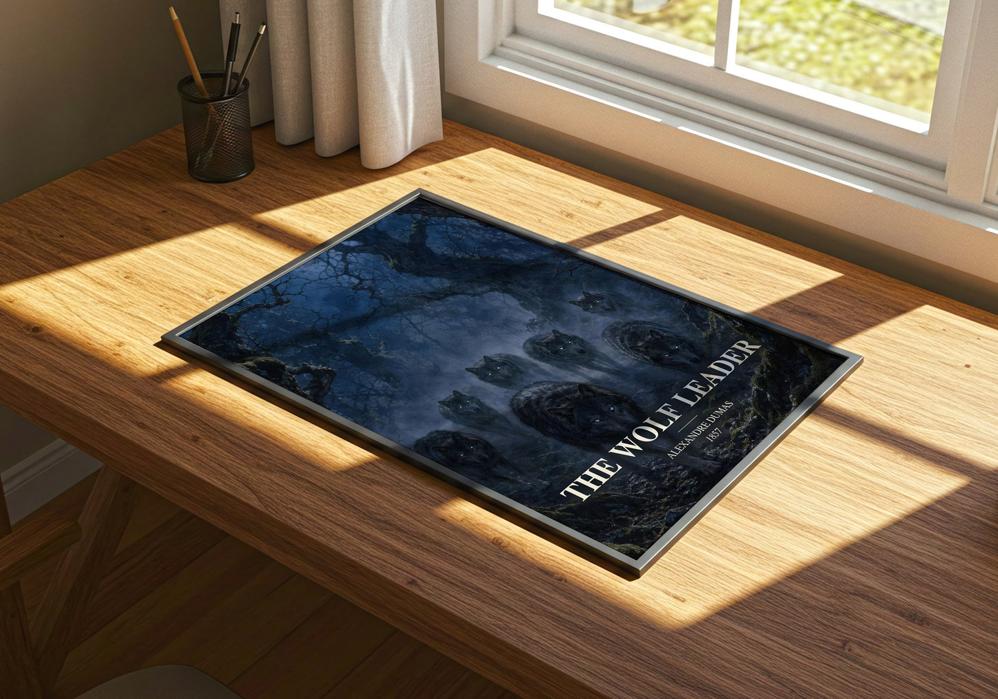 The Wolf Leader watercolour book poster framed on wall – gothic wall art