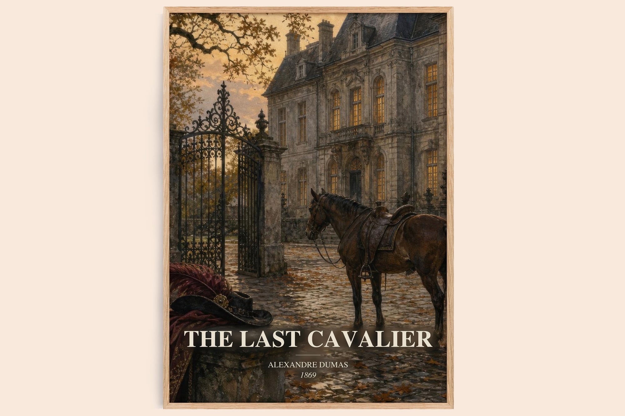 The Last Cavalier watercolour book poster by Alexandre Dumas – framed literary art print