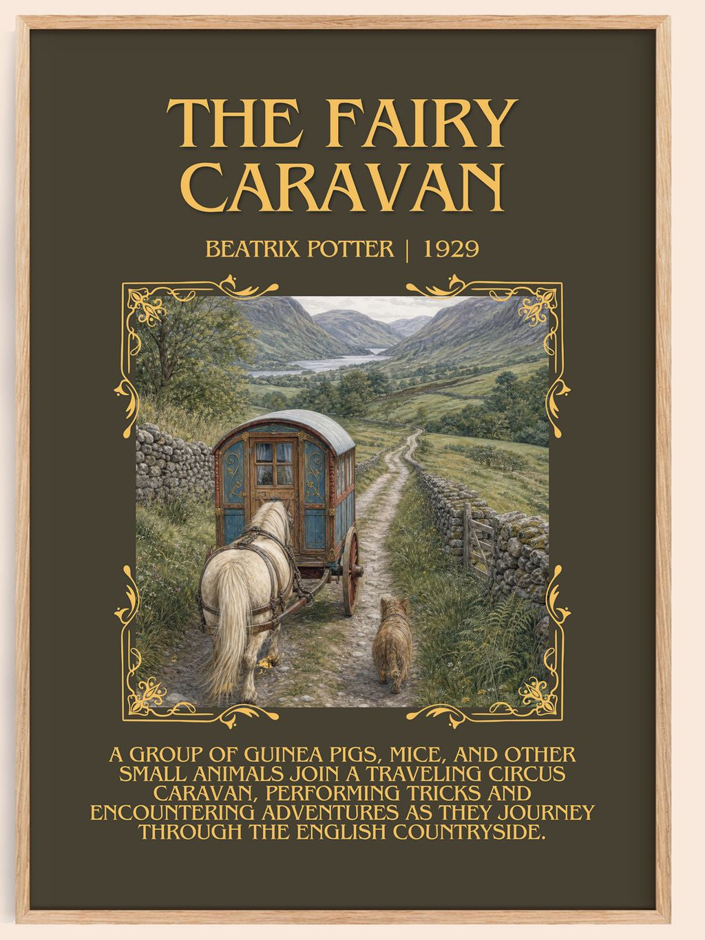 The Fairy Caravan Minimalist Book Poster by Beatrix Potter – book poster