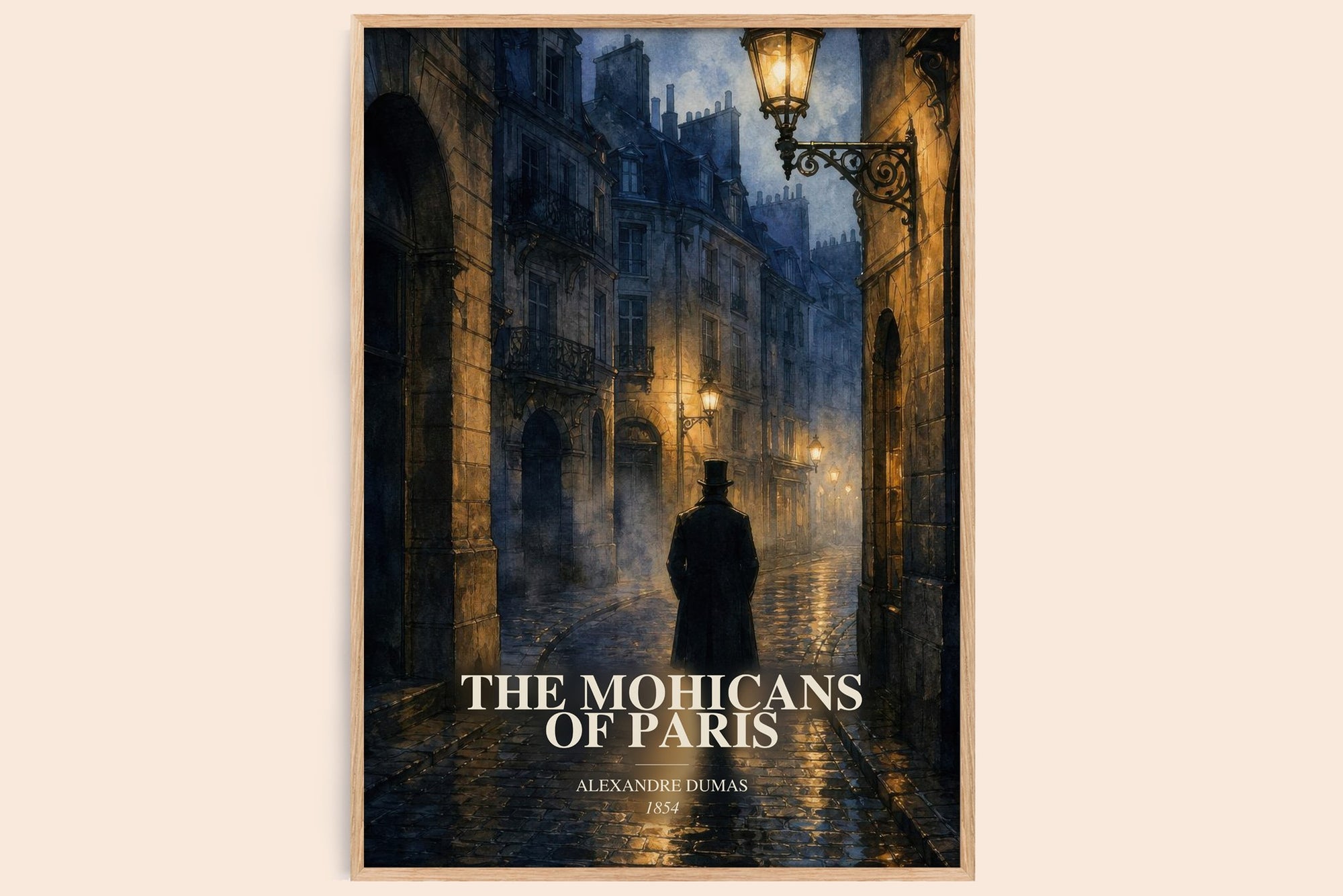The Mohicans Of Paris watercolour book poster by Alexandre Dumas – framed literary art print