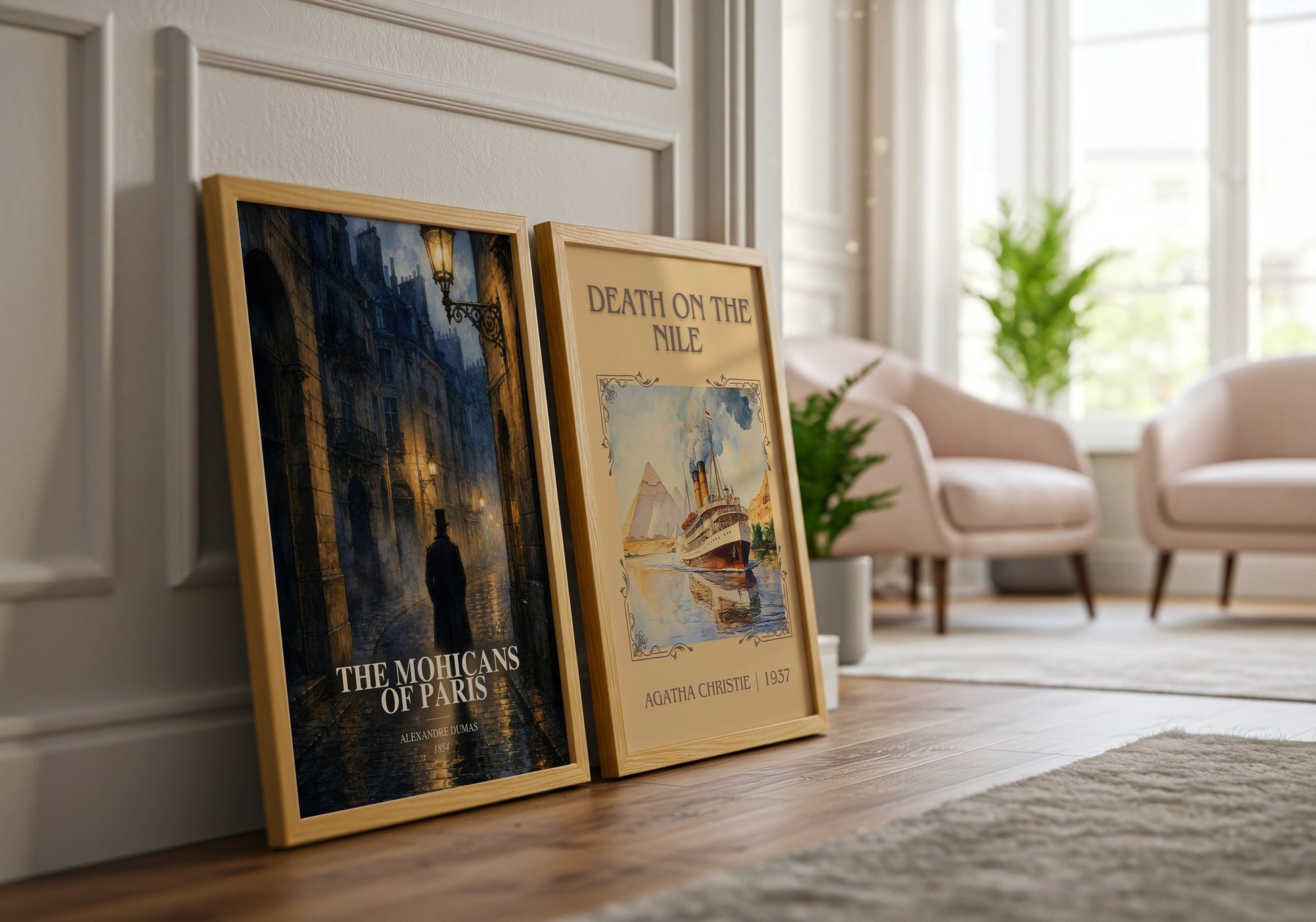 The Mohicans Of Paris watercolour print framed by window – literary home decor