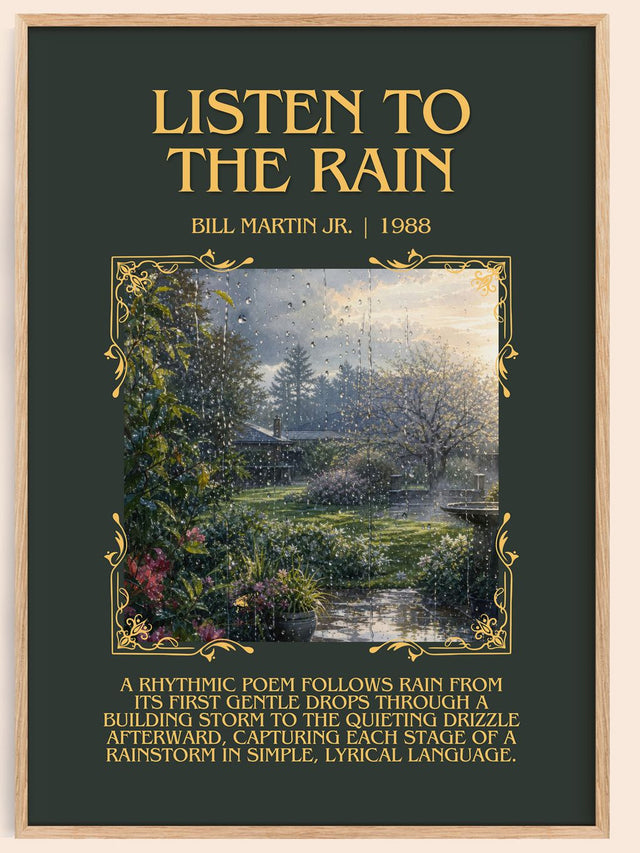 Listen To The Rain Minimalist Book Poster by Bill Martin Jr.