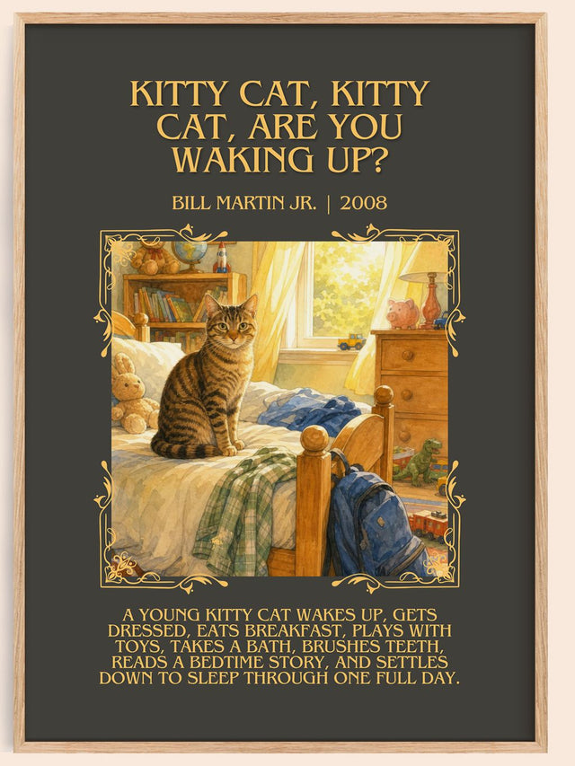 Kitty Cat, Kitty Cat, Are You Waking Up? Minimalist Book Poster – B.