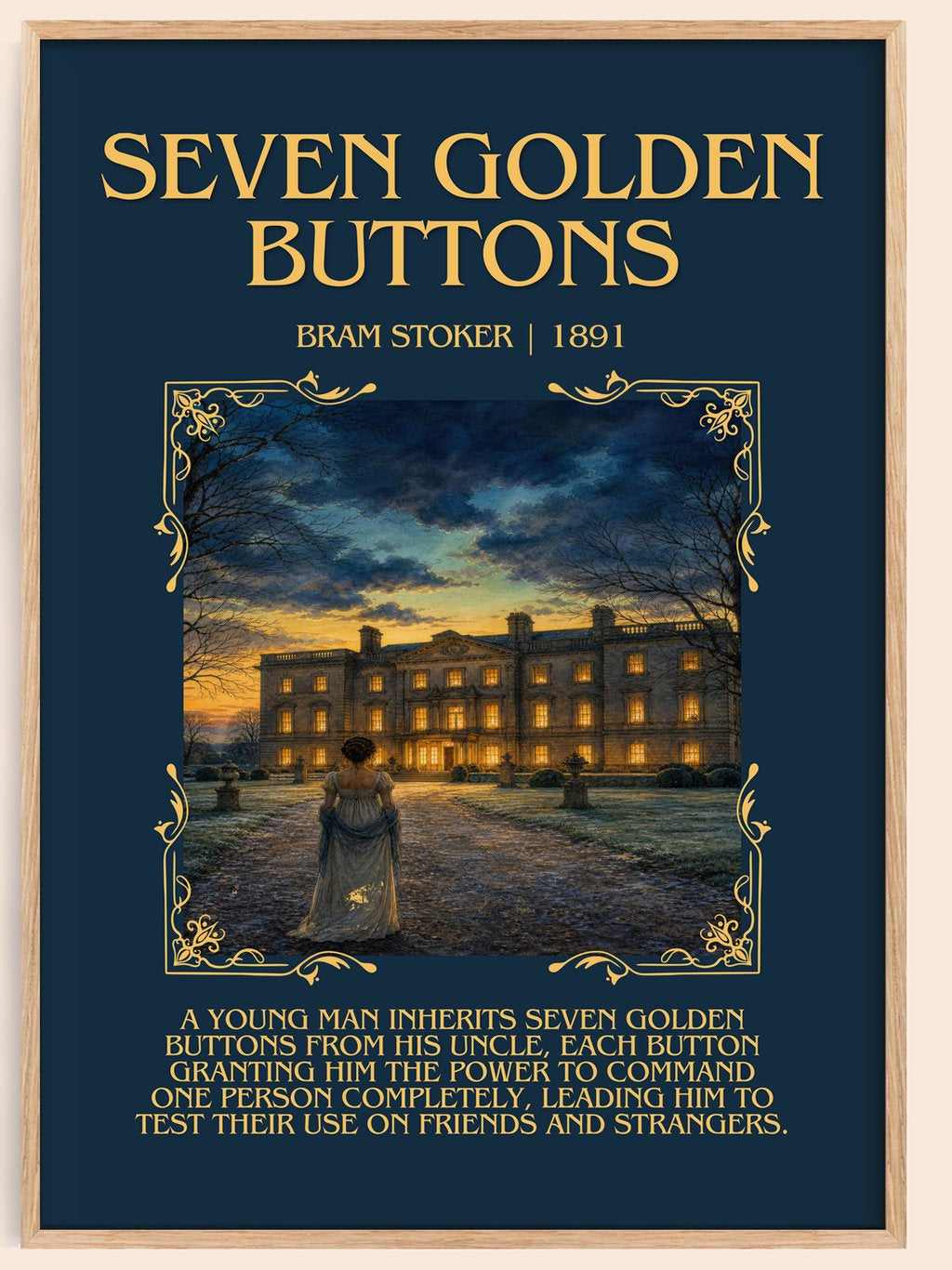 Seven Golden Buttons Minimalist Book Poster by Bram Stoker – book poster