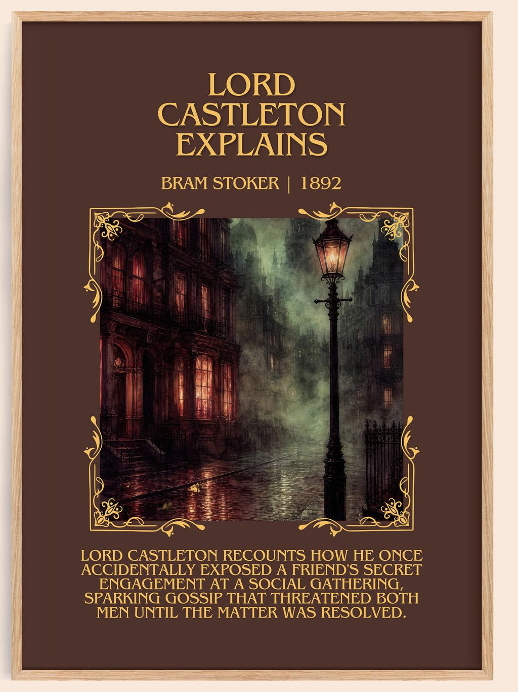Lord Castleton Explains Minimalist Book Poster by Bram Stoker – book poster