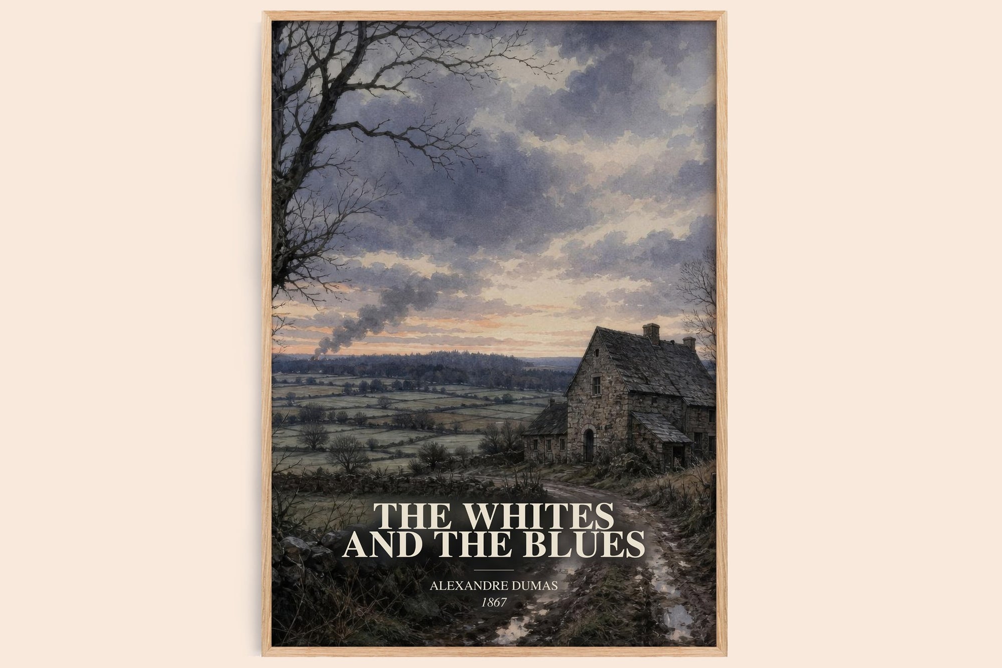 The Whites And The Blues watercolour book poster by Alexandre Dumas – framed literary art print