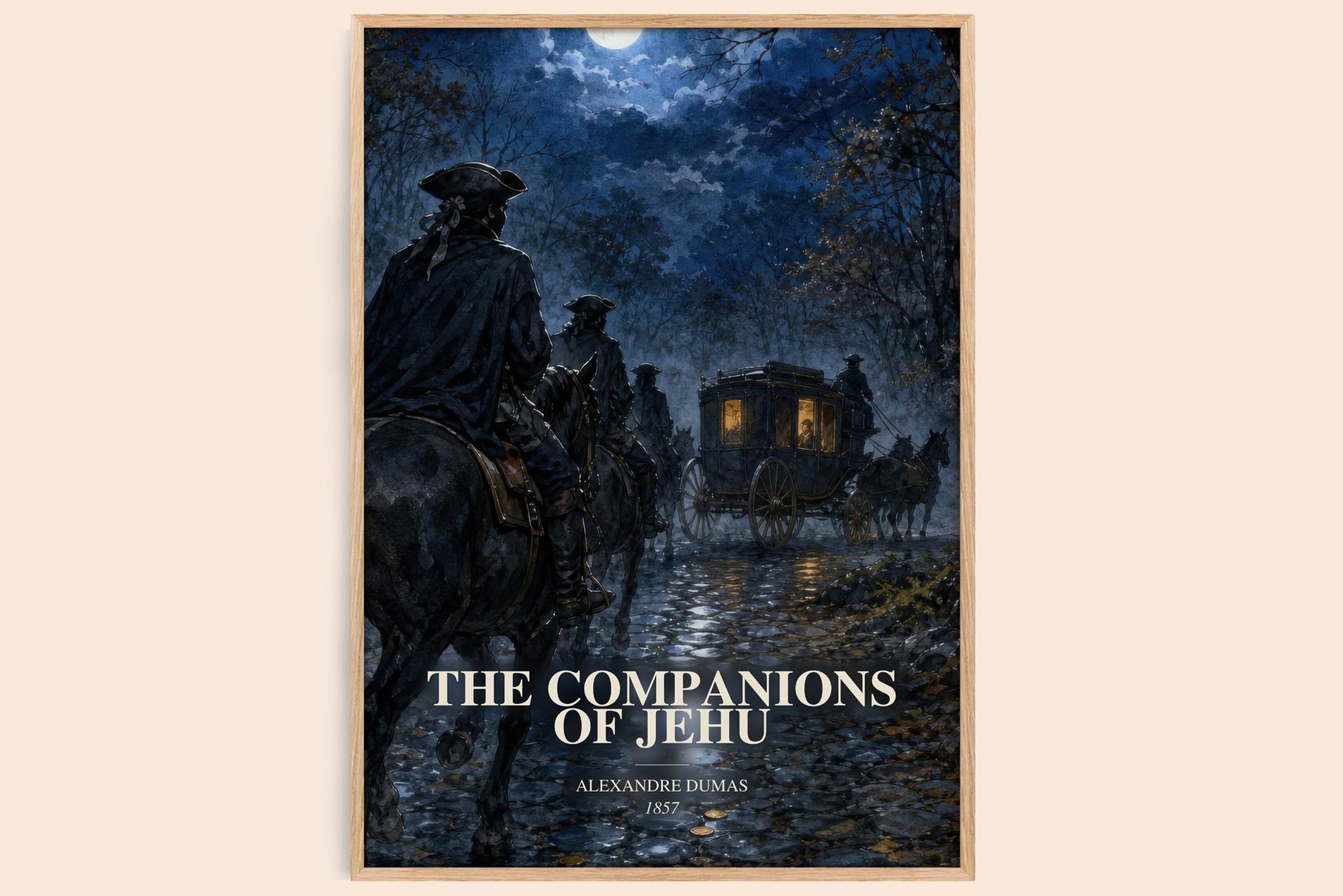 The Companions Of Jehu watercolour book poster by Alexandre Dumas – framed literary art print