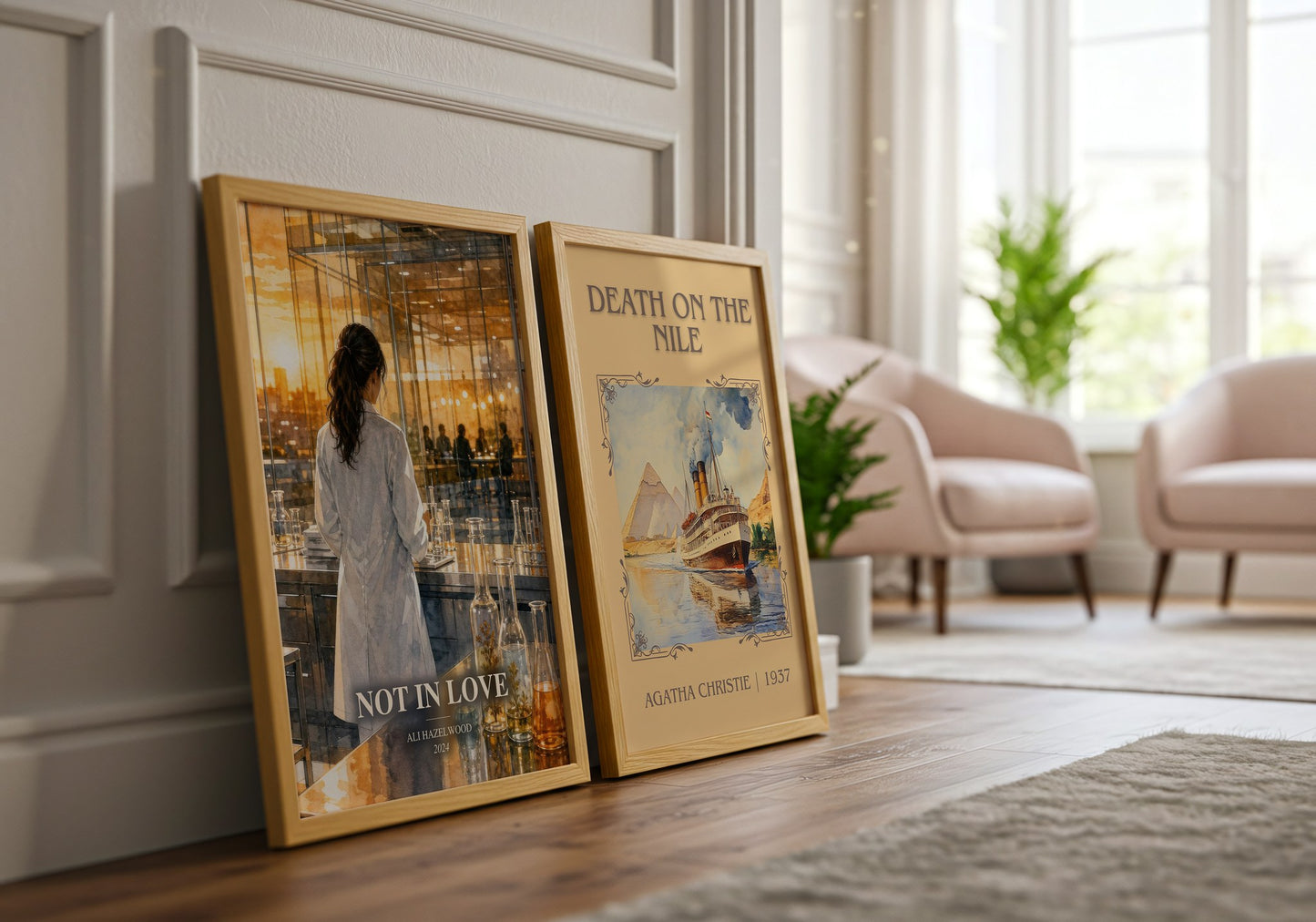 Not In Love watercolour print framed by window – literary home decor
