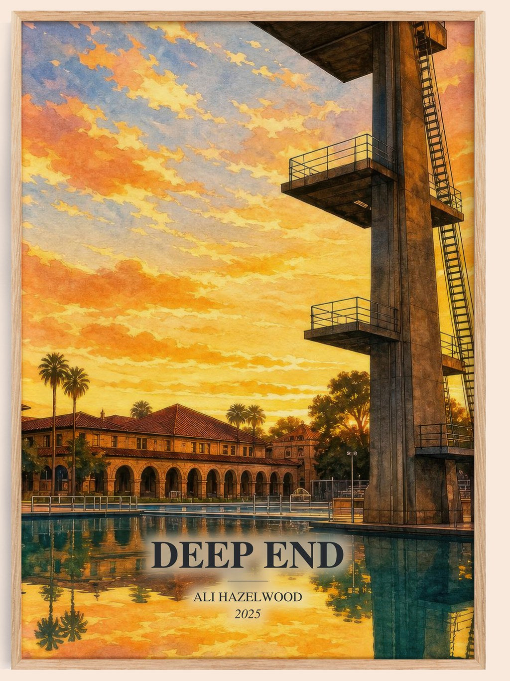 Deep End watercolour book poster by Ali Hazelwood – framed literary art print