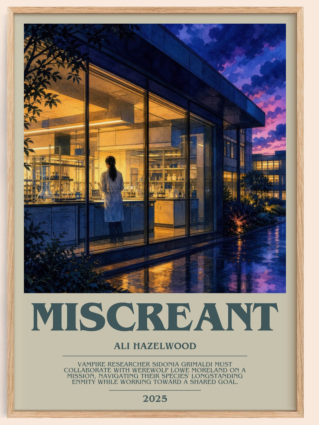 Miscreant bookish book poster by Ali Hazelwood – framed literary art print