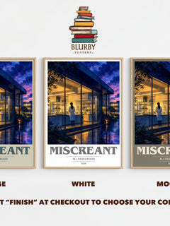 Miscreant book cover print framed by window – literary home decor