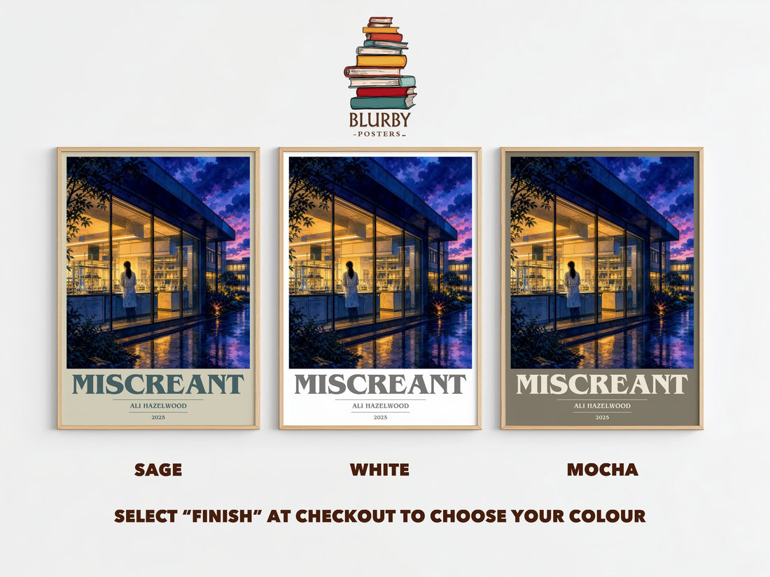 Miscreant book cover print framed by window – literary home decor