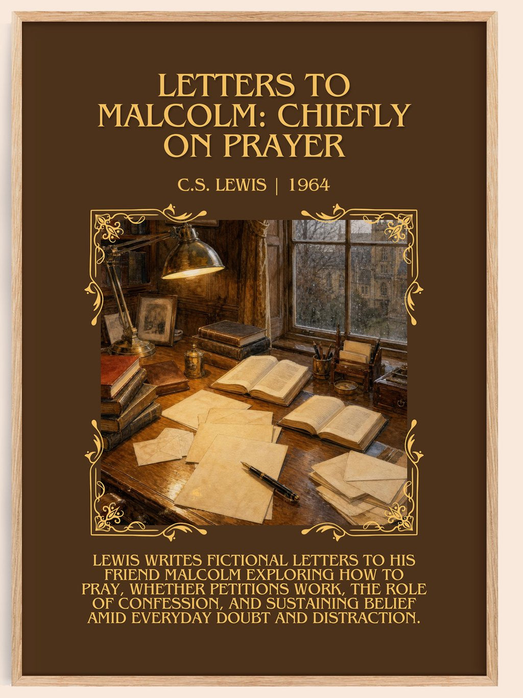 Letters To Malcolm: Chiefly On Prayer Minimalist Book Poster – book poster