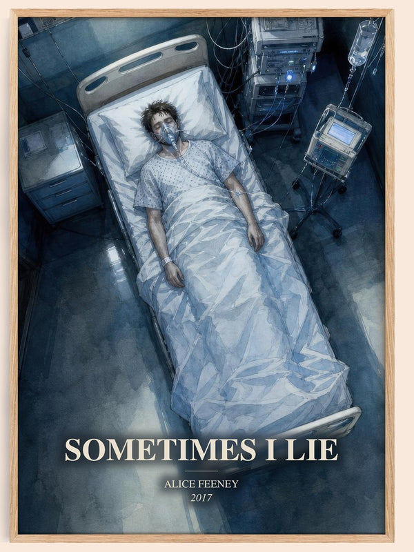 Sometimes I Lie watercolour book poster by Alice Feeney – framed literary art print