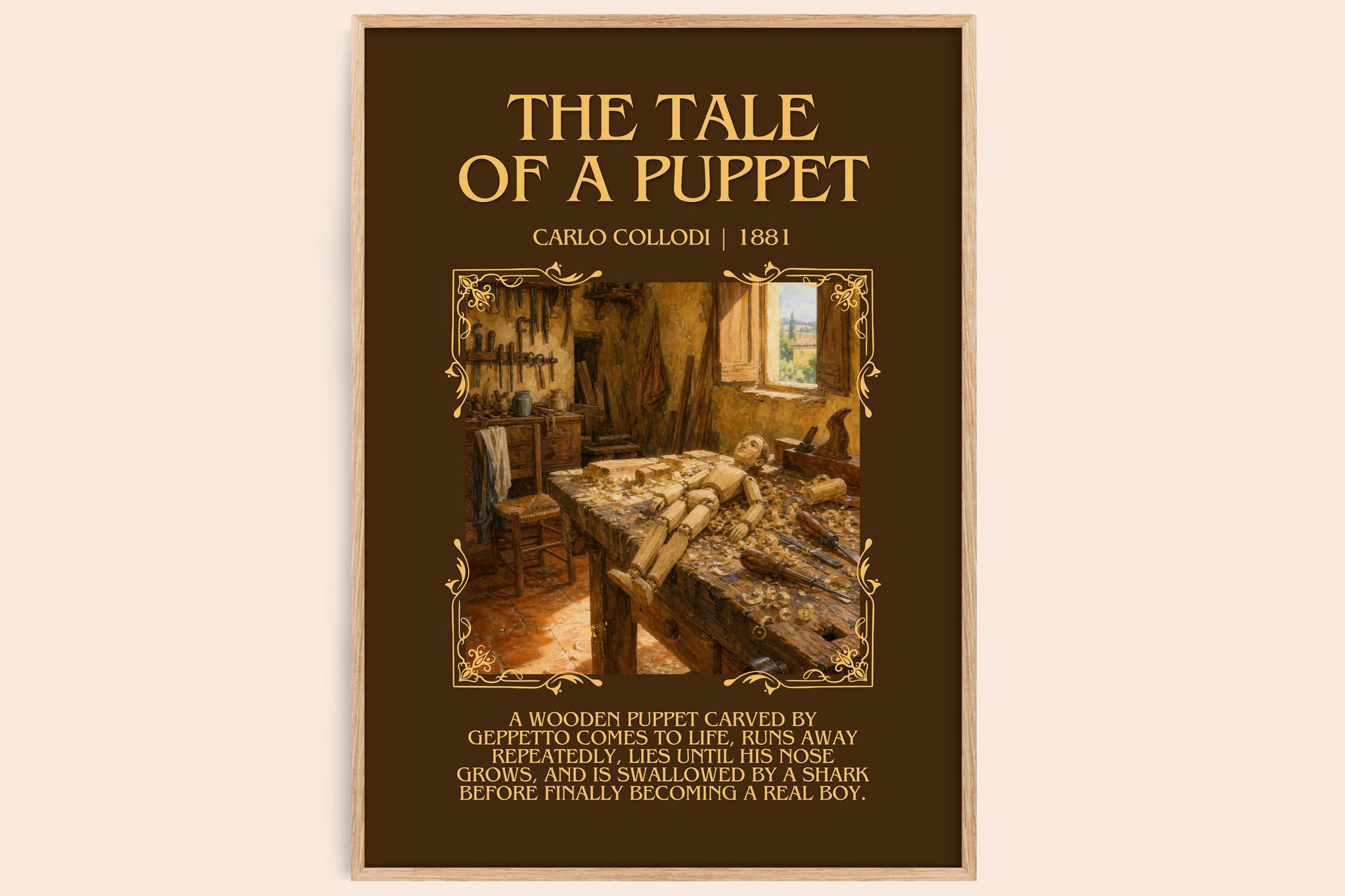The Tale Of A Puppet Minimalist Book Poster by Carlo Collodi