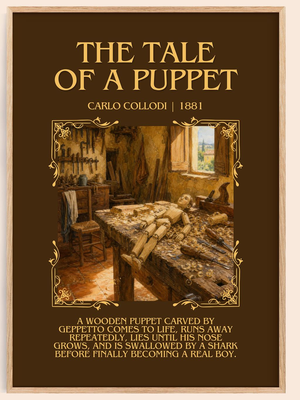 The Tale Of A Puppet Minimalist Book Poster by Carlo Collodi – book poster