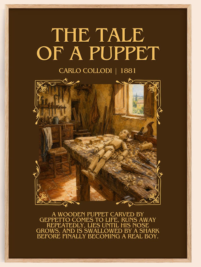 The Tale Of A Puppet Minimalist Book Poster by Carlo Collodi