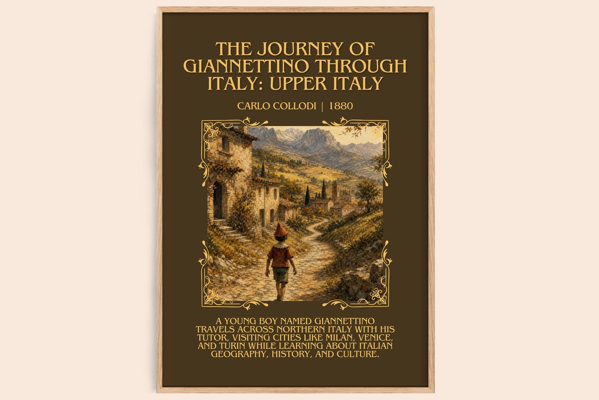 The Journey Of Giannettino Through Italy: Upper Italy Minimalist Book Poster by Carlo Collodi