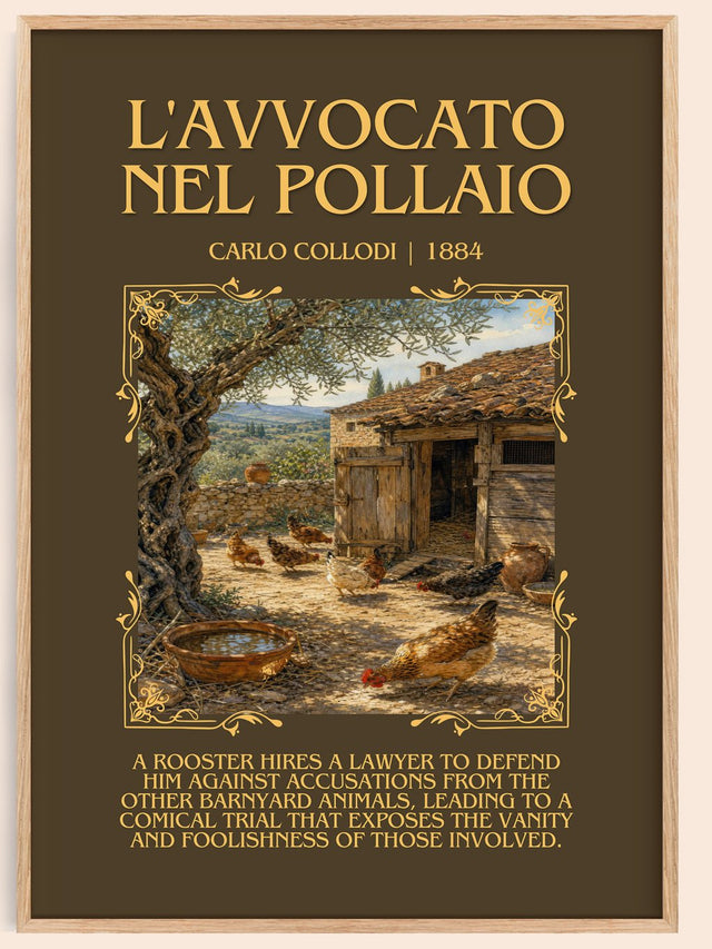 L'Avvocato Nel Pollaio Minimalist Book Poster by Carlo Collodi