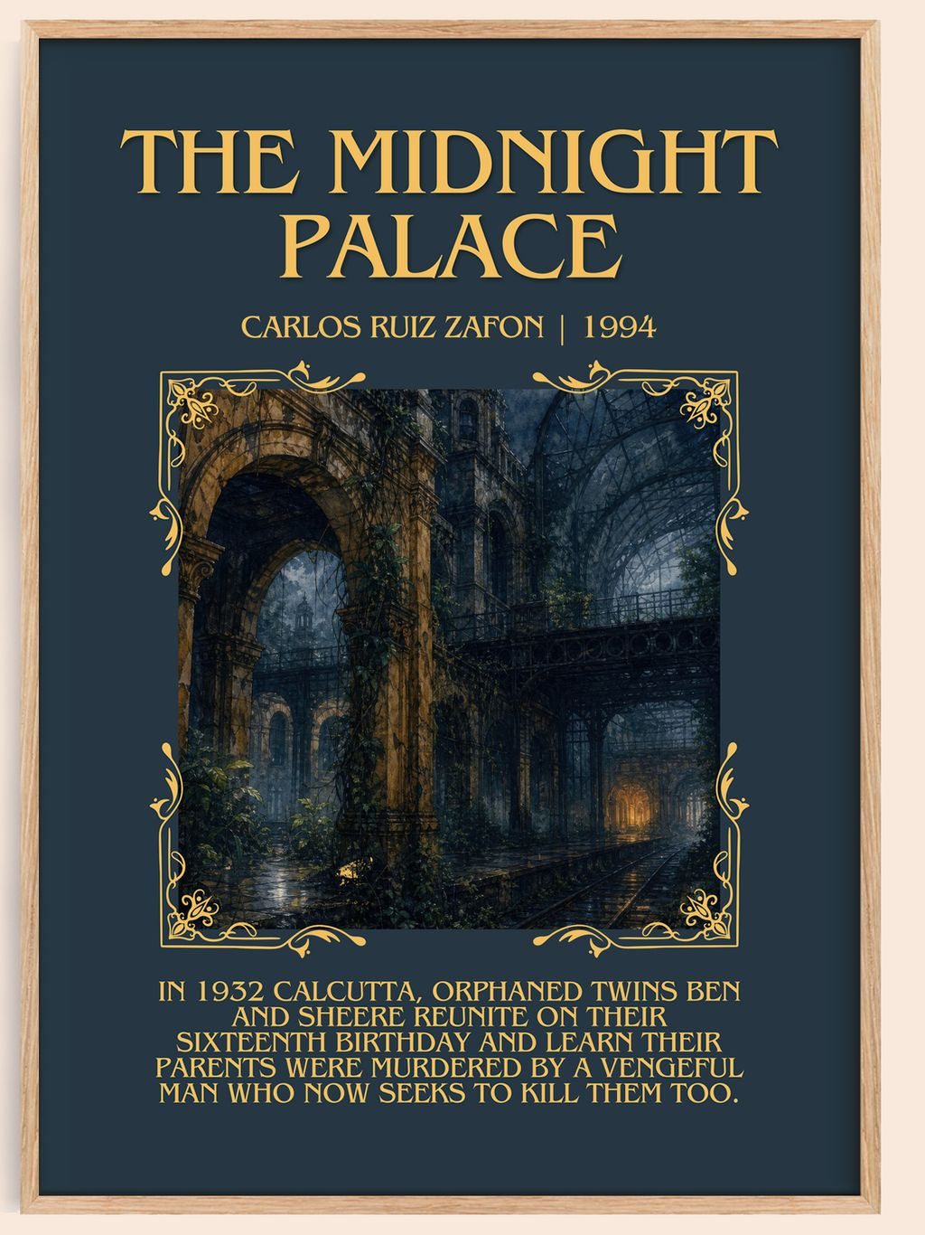 The Midnight Palace Minimalist Book Poster by Carlos Ruiz Zafón – book poster