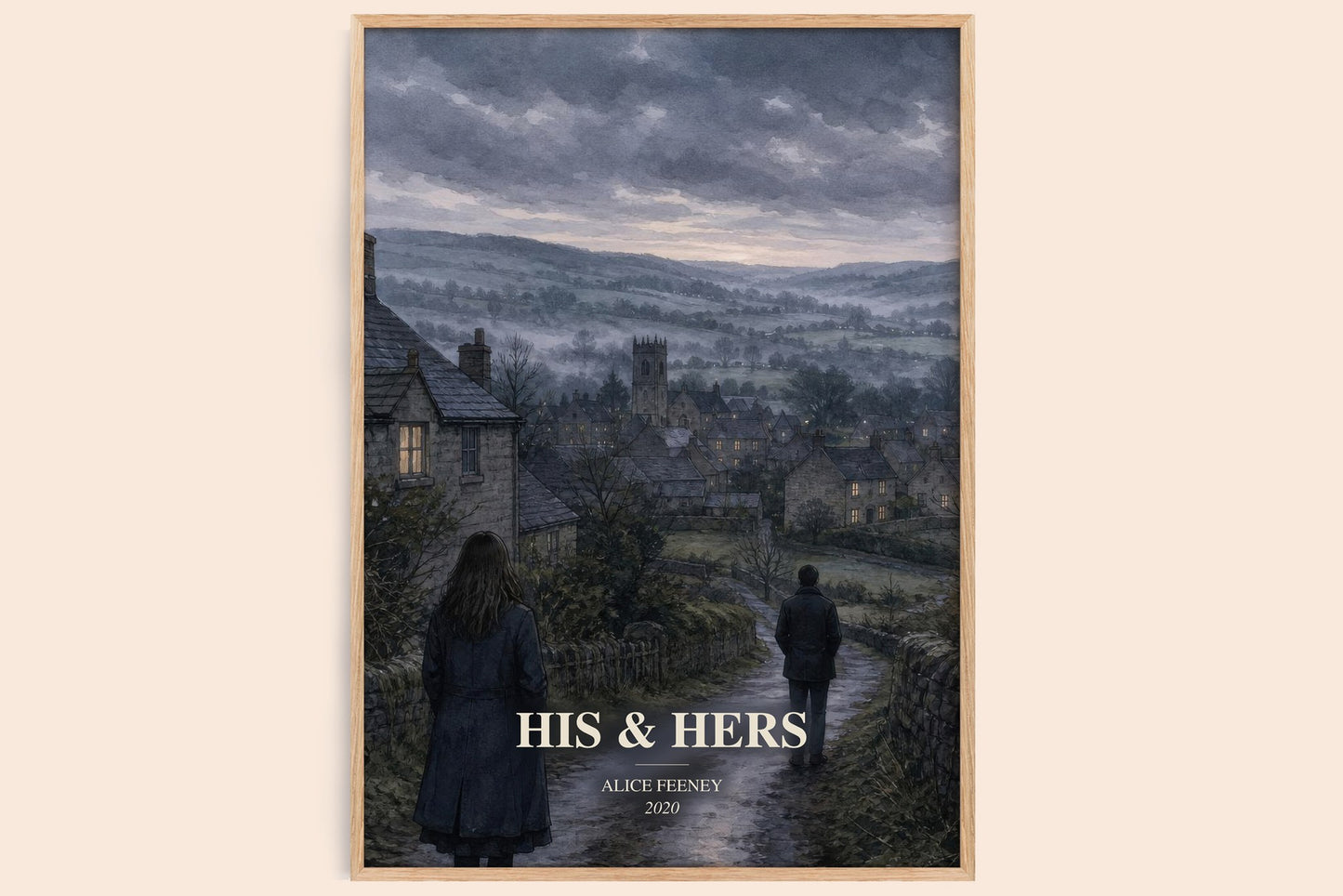 His & Hers watercolour book poster by Alice Feeney – framed literary art print