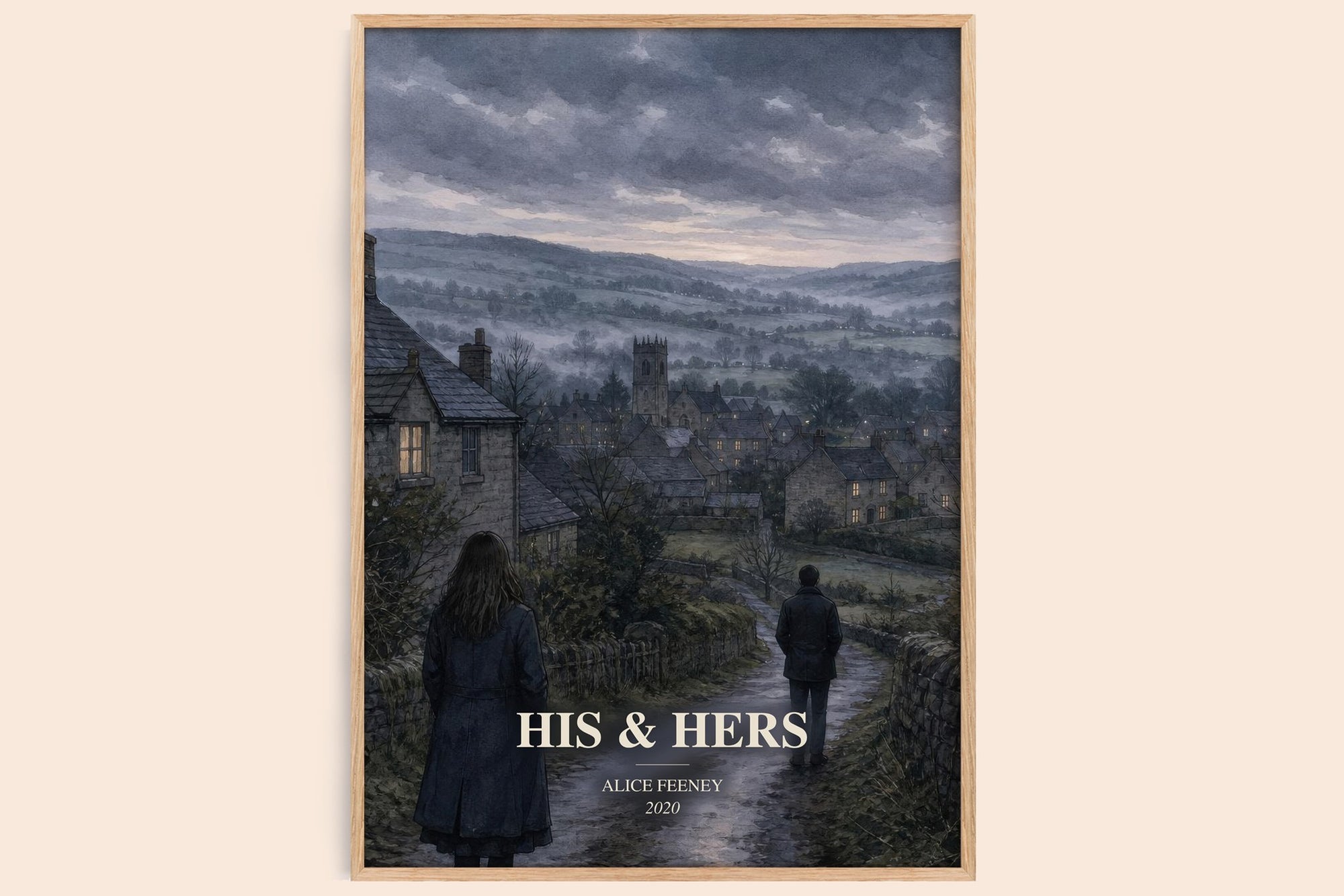 His & Hers watercolour book poster by Alice Feeney – framed literary art print
