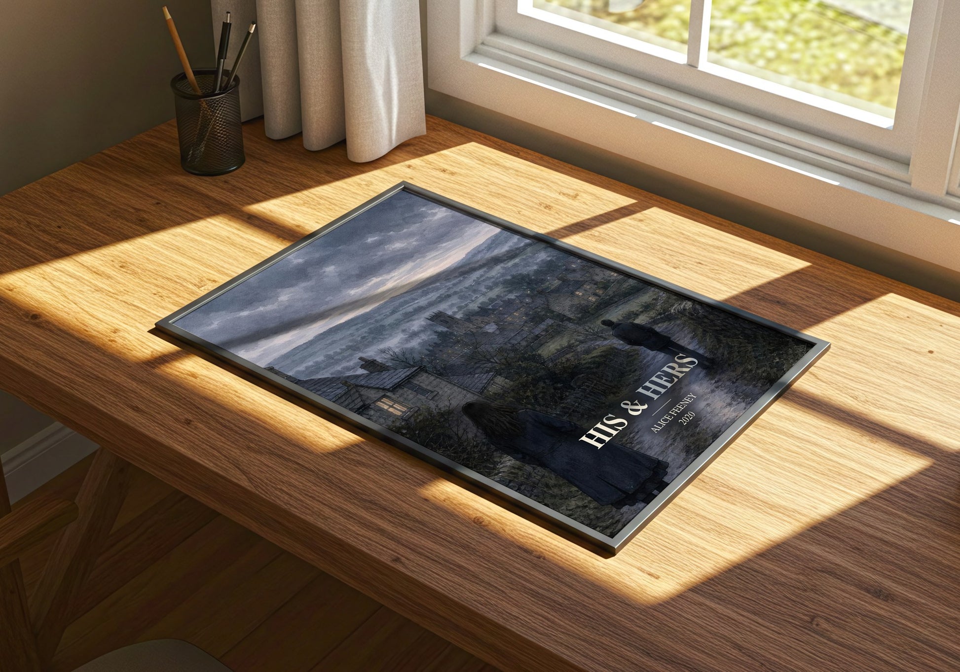 His & Hers watercolour book poster framed on wall – thriller wall art