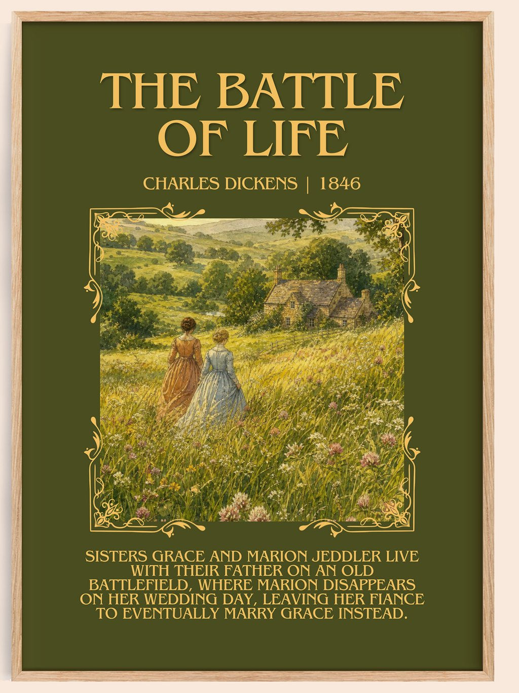 The Battle Of Life Minimalist Book Poster by Charles Dickens – book poster