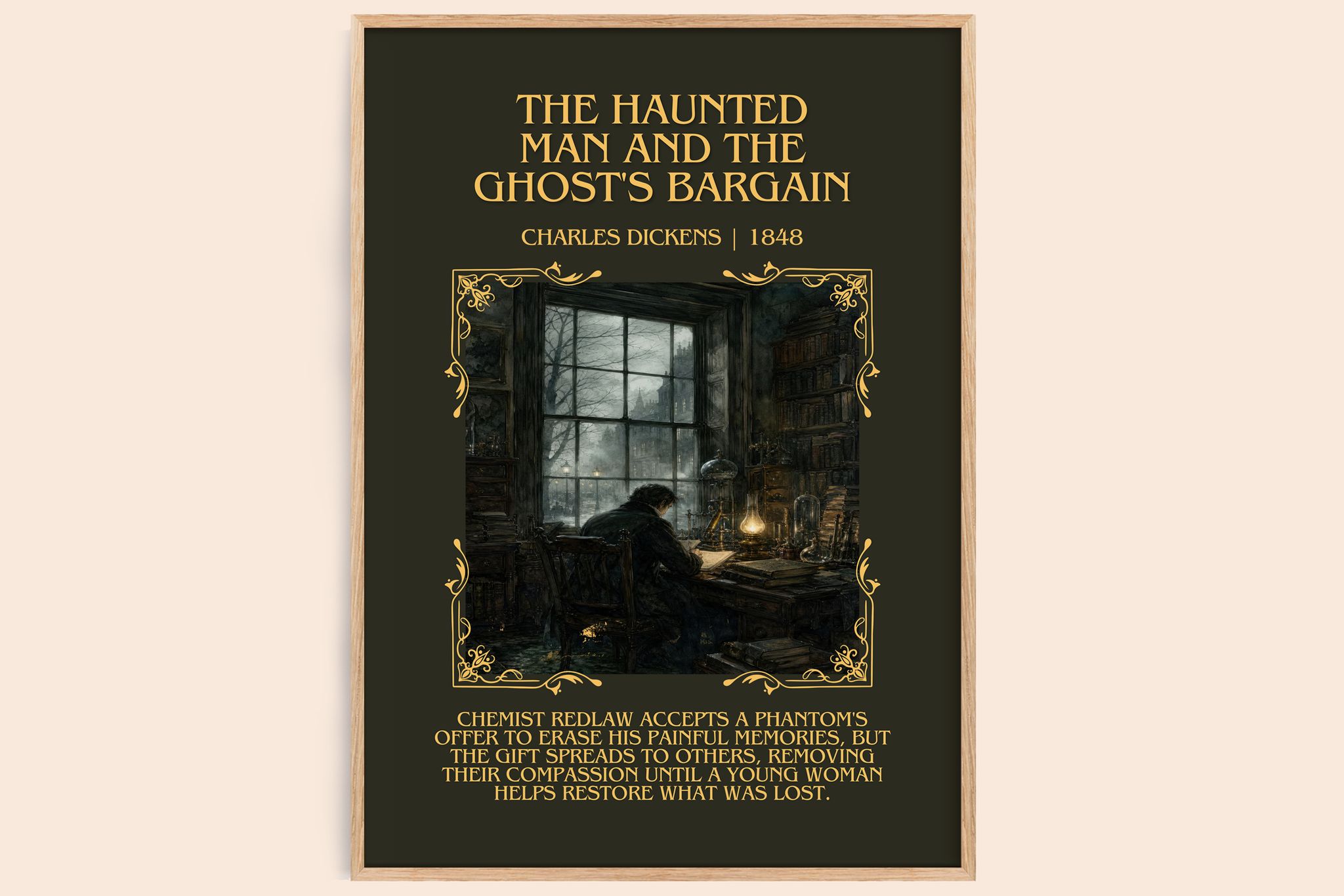 Haunted Man And The Ghost's Bargain Minimalist Book Poster by Charles Dickens