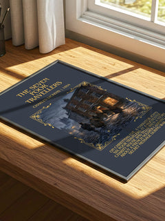 The Seven Poor Travellers Minimalist Book Poster by Charles Dickens – print on a sunlit desk