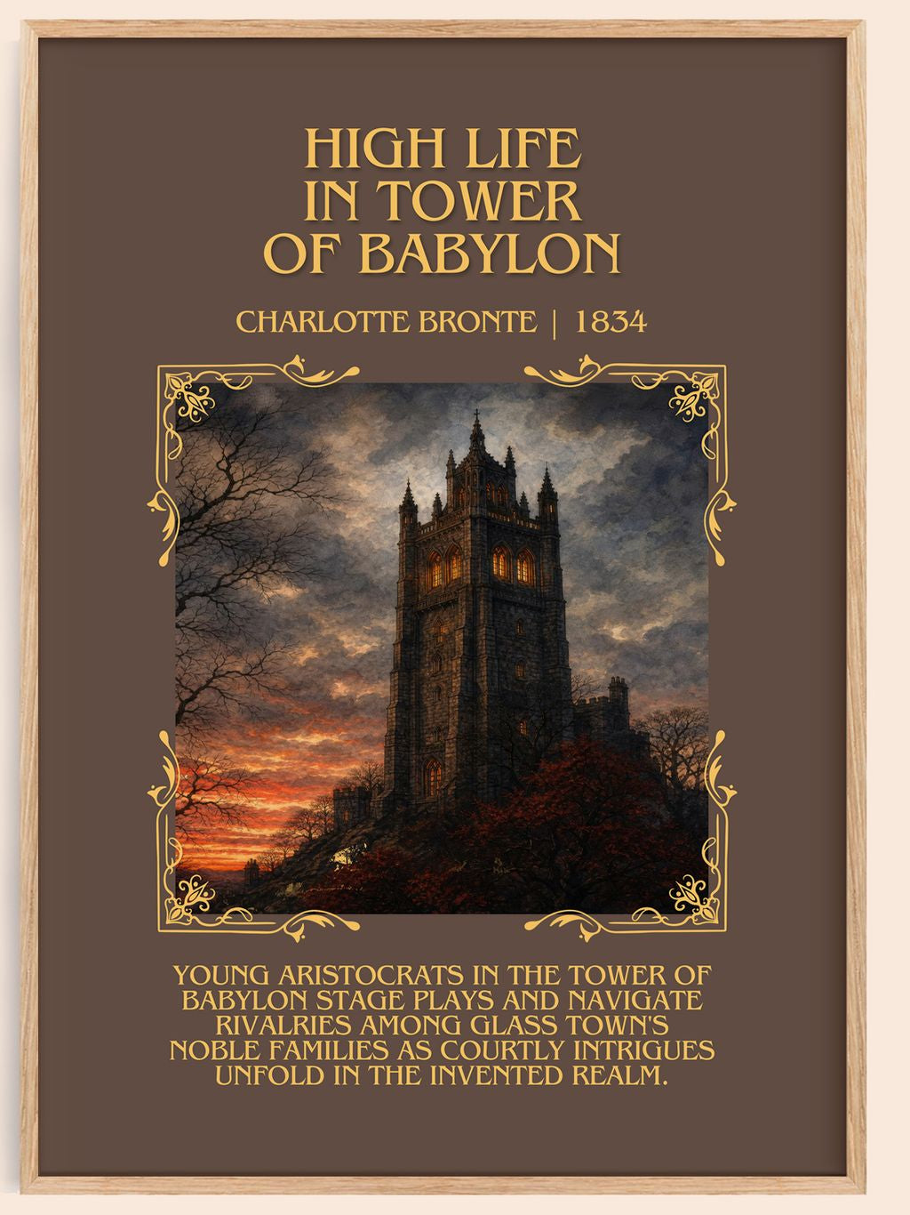 High Life In Tower Of Babylon Minimalist Book Poster by C. Brontë – book poster