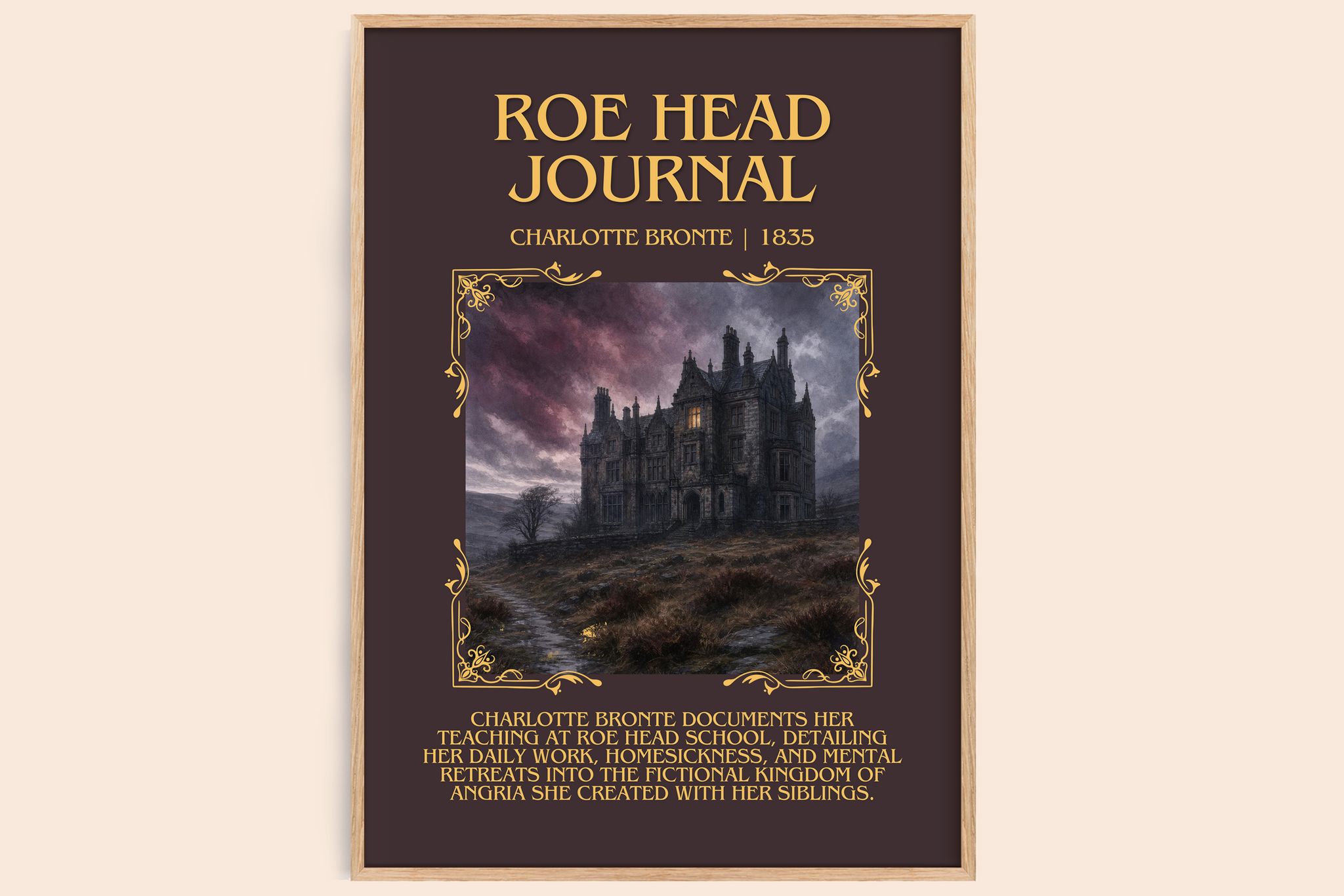 Roe Head Journal Minimalist Book Poster by Charlotte Brontë